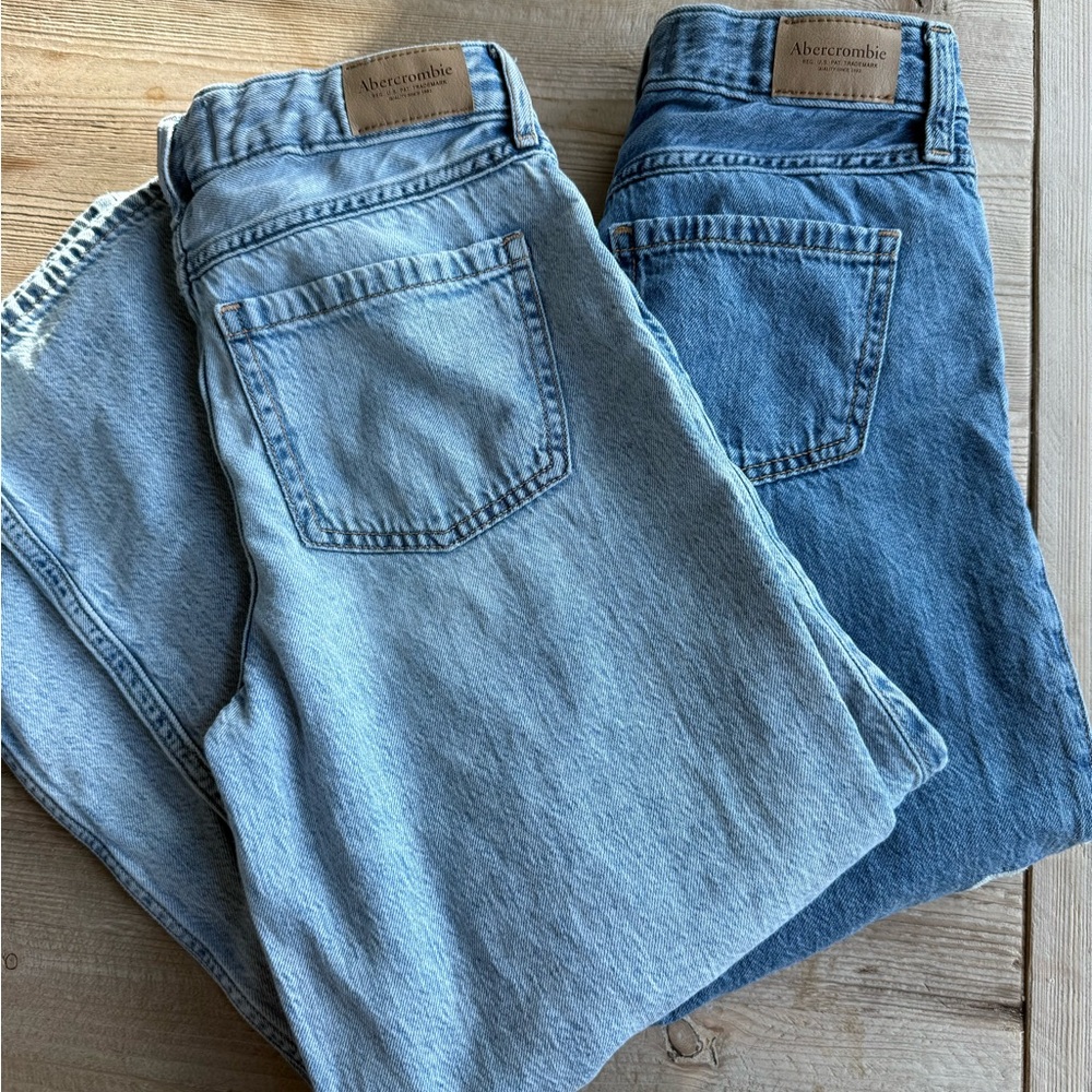 Abercrombie Kids Light and Dark Blue Wide Leg Jeans